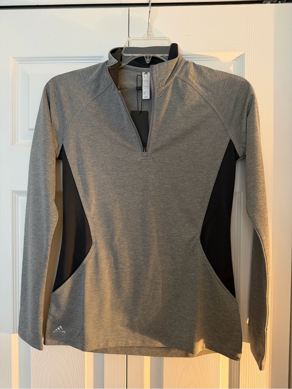 adidas Gray and Black Women’s Quarter-Zip Athletic Pullover